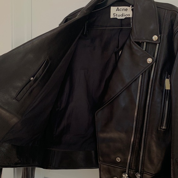 Acne Studios Men’s Leather Moto Jacket - Picture 10 of 15
